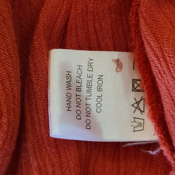 Tularosa Embroidered Rose Top Long Sleeve Persimmon Orange Size Small Bohemian - Picture 10 of 12